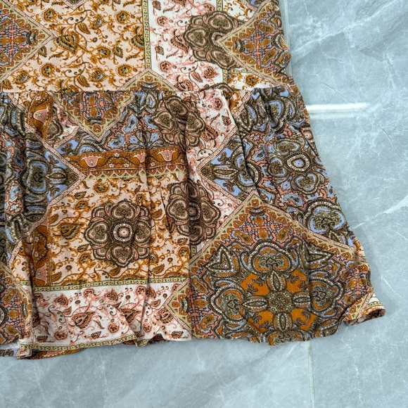 Women’s Kachel x Anthropologie Tess Ruffle Maxi Skirt Patterned Festival Boho 8 - Picture 7 of 16